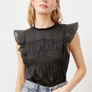 Rails Filomena Ruffle Blouse Top Size Small Black